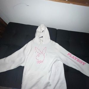 playboy white and pink hoodie